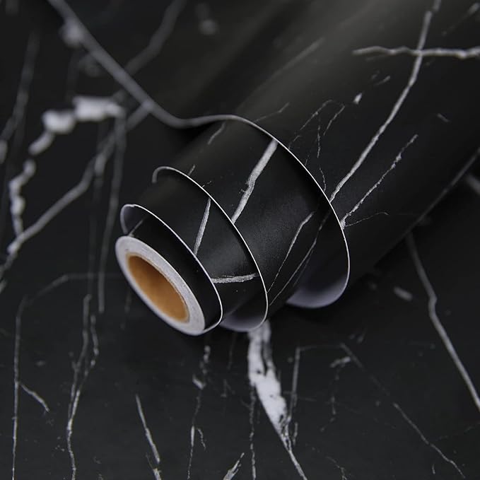 practicalWs 23.6''×118'' Marble Contact Paper Black/White Peel and Stick