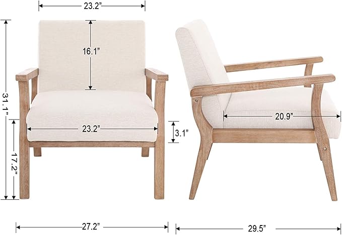 Beige Accent Chairs Set of 2