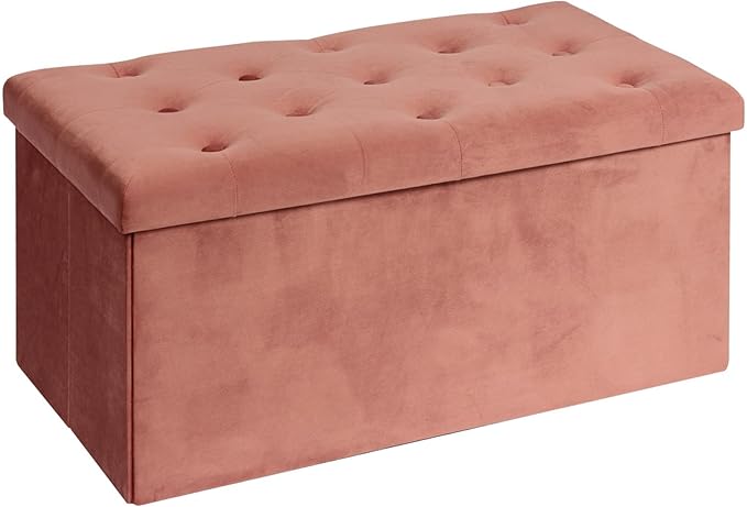 B FSOBEIIALEO Folding Storage Ottoman, Long Ottomans Shoes Bench, Velvet
