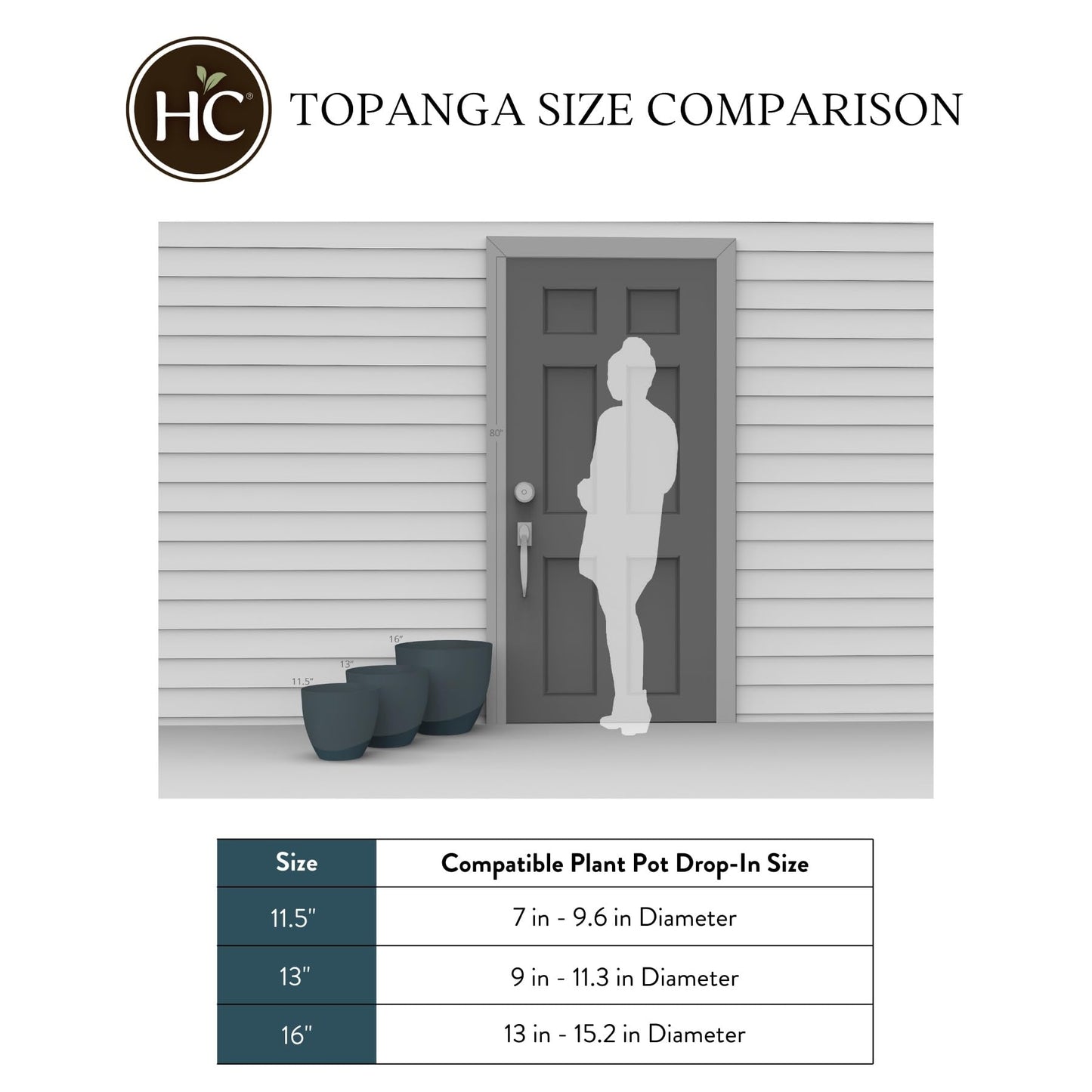 The HC Companies 13 Inch Topanga Decorative Round Planter - Lightweight Premium Resin Plant Pot with a Ceramic Look for Indoor Outdoor Use, Taupe Swoop