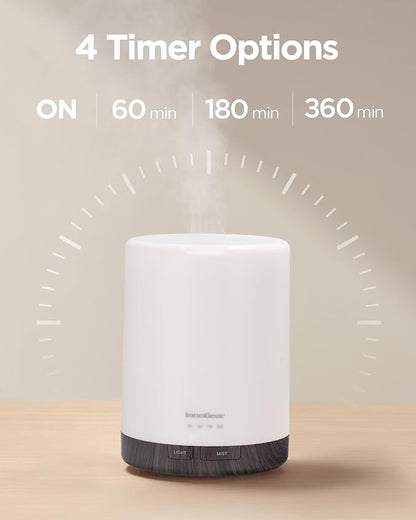 InnoGear 300ML Essential Oil Diffuser, Premium 5-in-1 Ultrasonic Aromatherapy Diffusers Scent Humidifier Aroma Diffuser Vaporizer Auto-Off Timer for Room Office Home, Brown, Medium