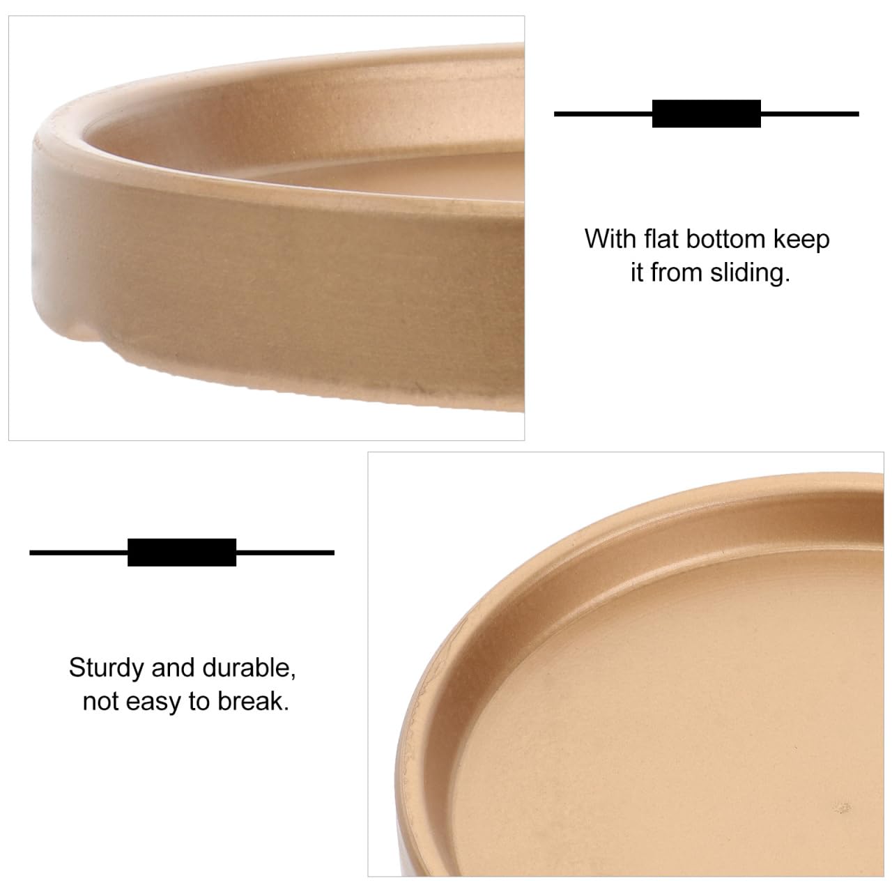 2PCS Ceramic Plant Saucer 5 Inch Round Succulent Pot Trays Elegant Golden Planter Drip Trays Flower Pot Saucers for Indoor Plant Office Home Decor