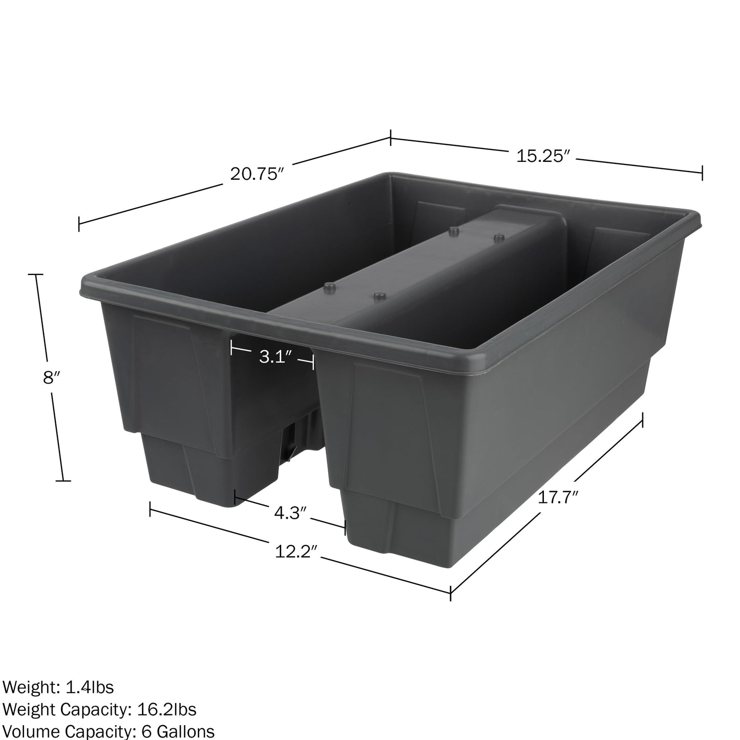 Pure Garden Railing Planter - 20.75-Inch Flower Box with Drainage Insert - 6-Gallon Outdoor Planter Box - Deck, Porch, or Balcony Planter (Gray)