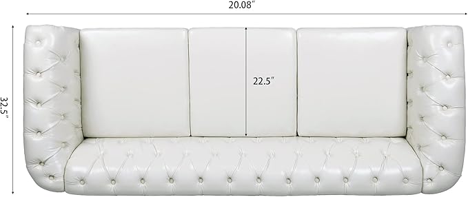 LEVNARY Chesterfield Sofa, Classic Tufted Upholstered Leather Couch, Modern 3