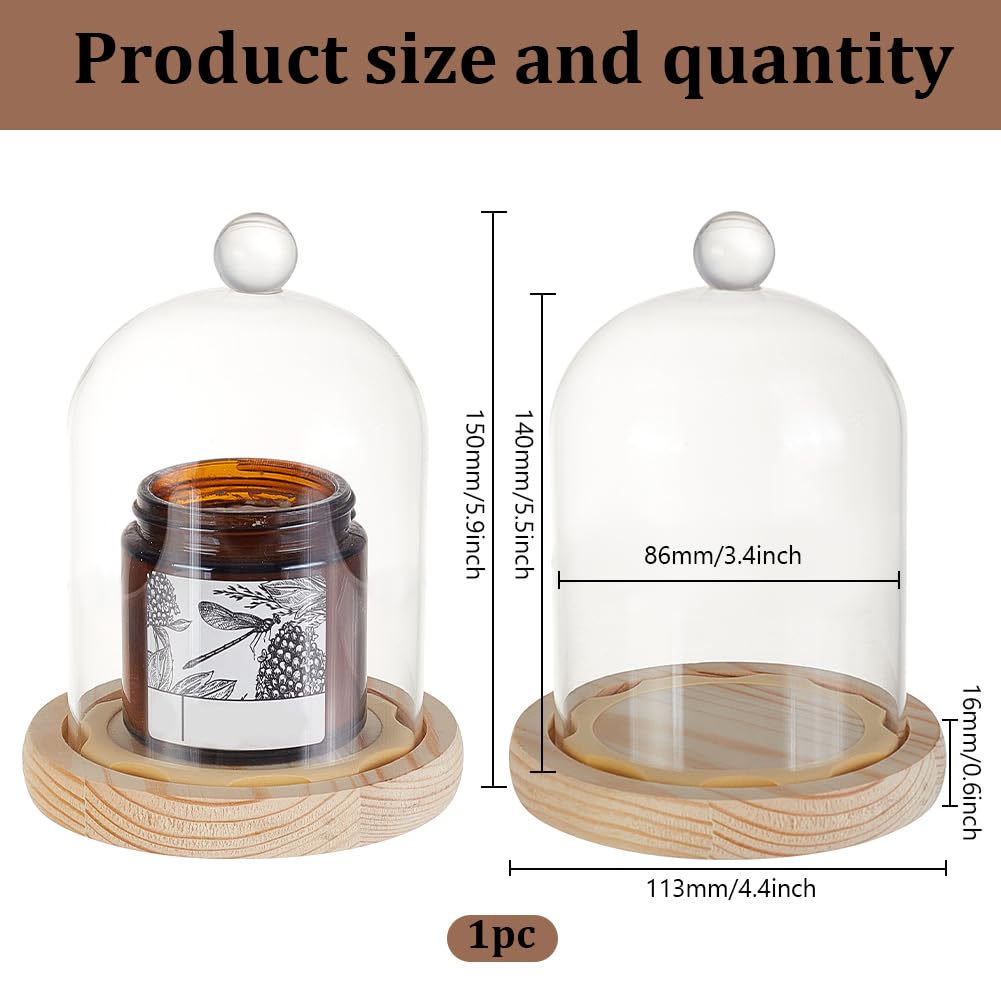 GOMAKERER 1 Pc Glass Display Dome Cloche, 4.45x5.91 Inch Cloche Bell Jar Terrarium with Cork Base Decorative Display Dome Case for Plants Flower Christmas Display Decoration, Clear