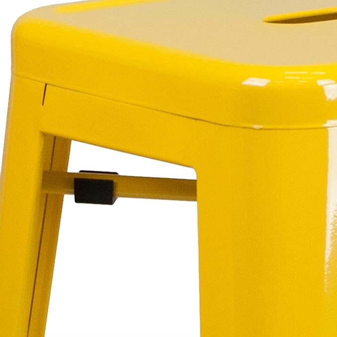 Flash Furniture Commercial Grade 30" High Backless Yellow Metal Indoor-Outdoor
