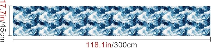 HOMETITUTE Blue Wave Pattern Wallpaper Peel and Stick Self Adhesive Vinyl Wall
