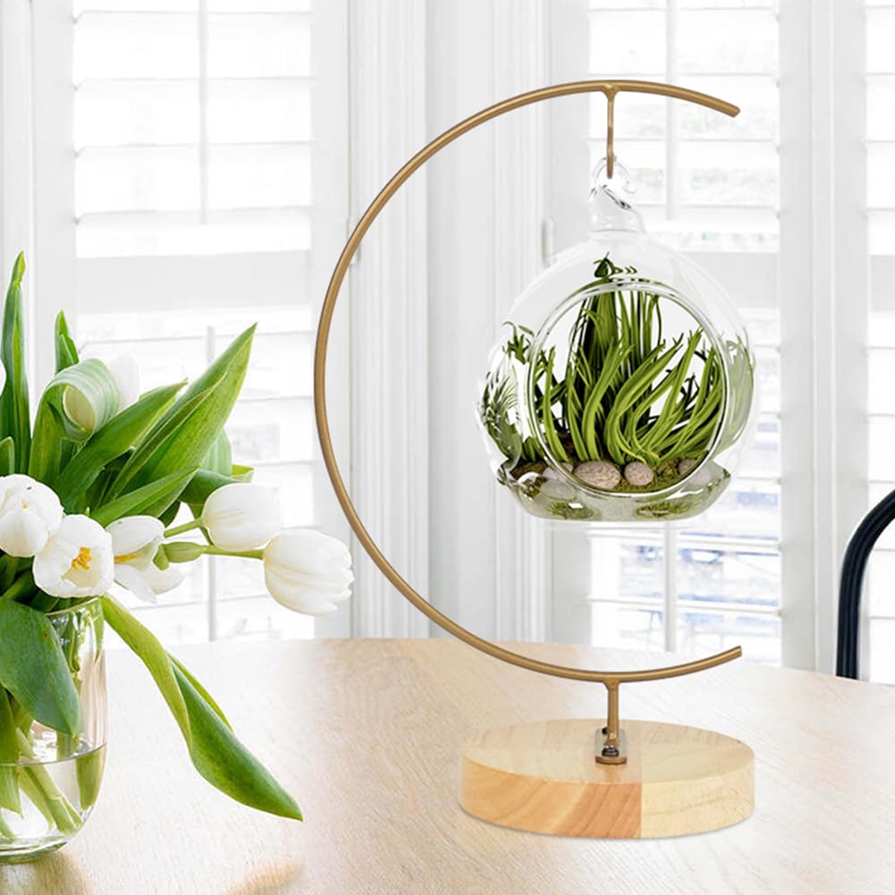 CXLE Ornament Display Stand - Iron Pothook Stand for Hanging Glass Globe, Air Plant Terrarium, Witch Ball, Christmas Ornament and Home Wedding Decoration