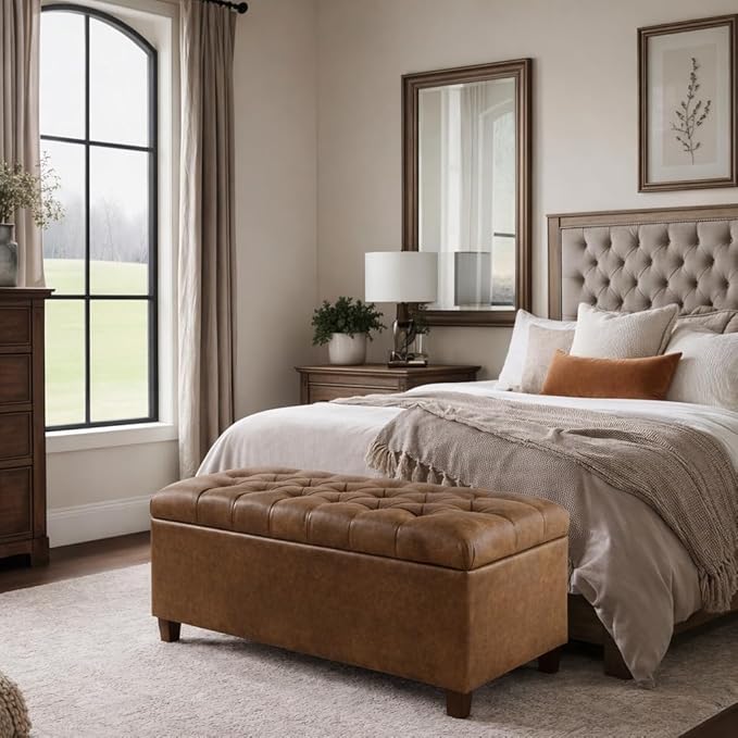 Homepop Home Decor | Button Tufted Storage Bench | Ottoman Bench