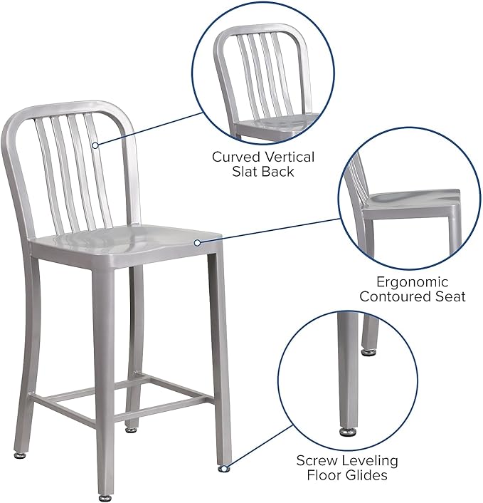 Flash Furniture 24" Commercial Grade Metal Counter Height Stool