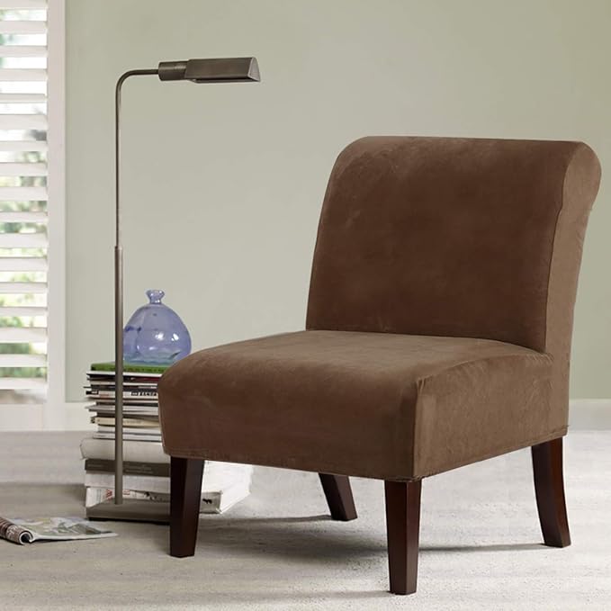 H.VERSAILTEX Armless Accent Chair Covers Thick Velvet Armless Chair Slipcovers