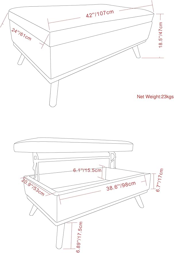 SIMPLIHOME Owen Lift Top Coffee Table Storage Ottoman