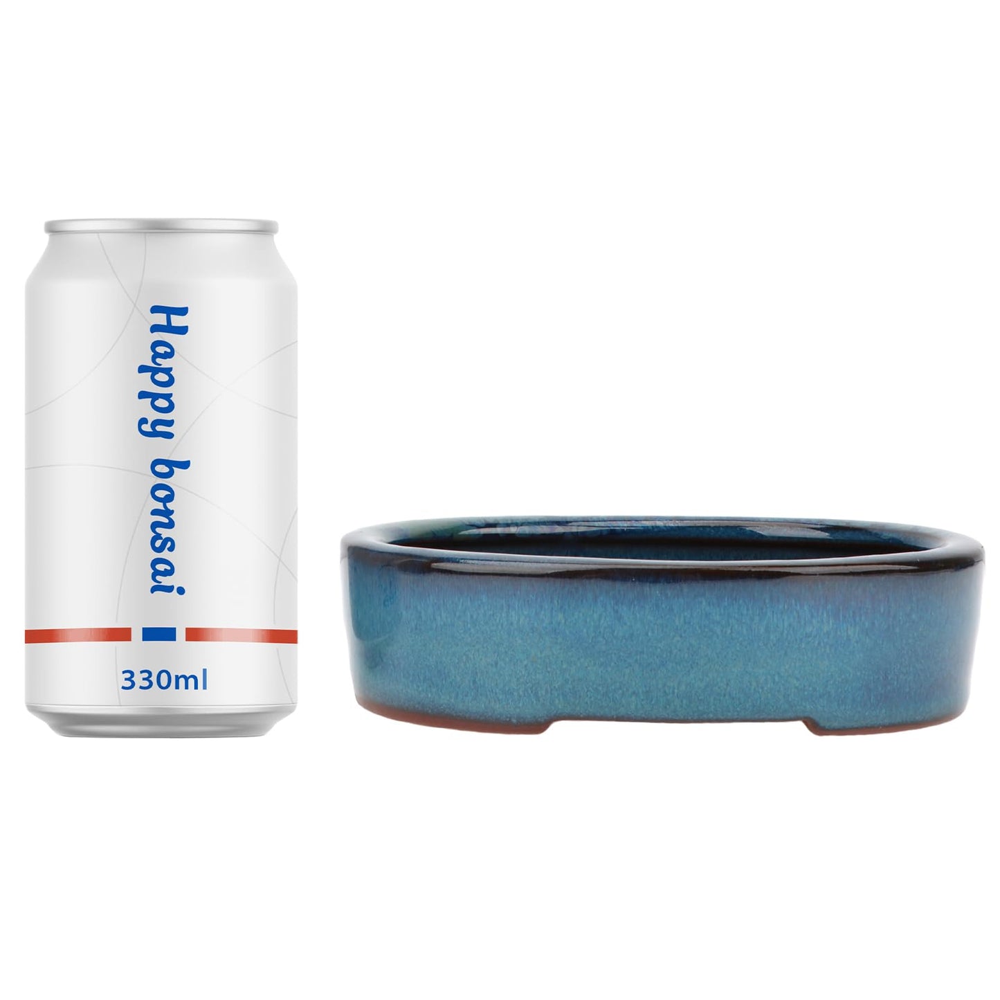 Bonsai Planter Succulent 5.9" Small Glazed Pots Value Set 2 + 4 Soft Mesh Drainage Screens