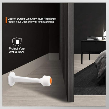 16 Pack Solid Rigid Door Stops - Heavy Duty Door Stoppers Wall Protector with Soft Rubber Tips, White