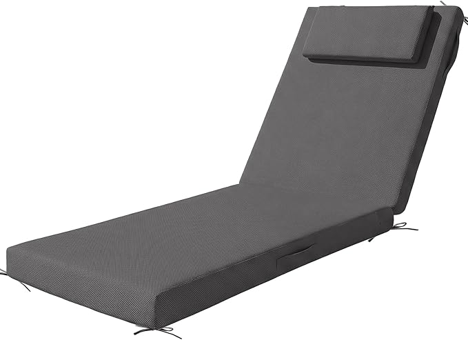 Outdoor Chaise Lounge Cushions, 71x21 Inch Olefin Water & Fade Resistant Pool
