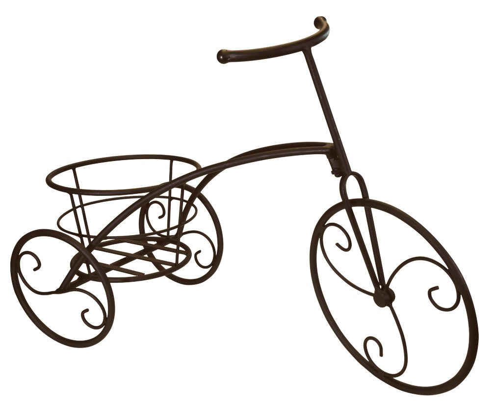 Sorbus Tricycle Plant Stand - Flower Pot Cart Holder - Ideal for Home, Garden, Patio - Great Gift for Plant Lovers, Housewarming, Mother’s Day - Parisian Style (Single Pot, Bronze)