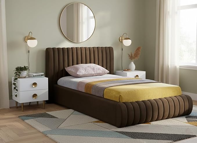 Meridian Furniture NicoBrown-T Nico Collection Modern | Contemporary Velvet