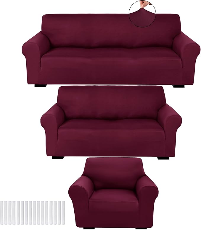 Peryiter 3 Pcs Couch and Loveseat Covers Set Sofa Cover