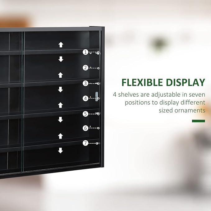 HOMCOM 5-Tier Display Cabinet, Glass Door Cabinet