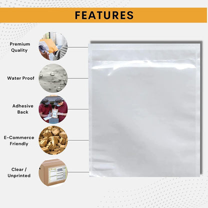 200 Pack 6"x9" Shipping Label Sleeves – Clear Self-Adhesive Packing Slip Pouches, Waterproof Packing List Envelopes – Ideal for Shipping Documents, Mailing Labels, Invoices & Packing Slips