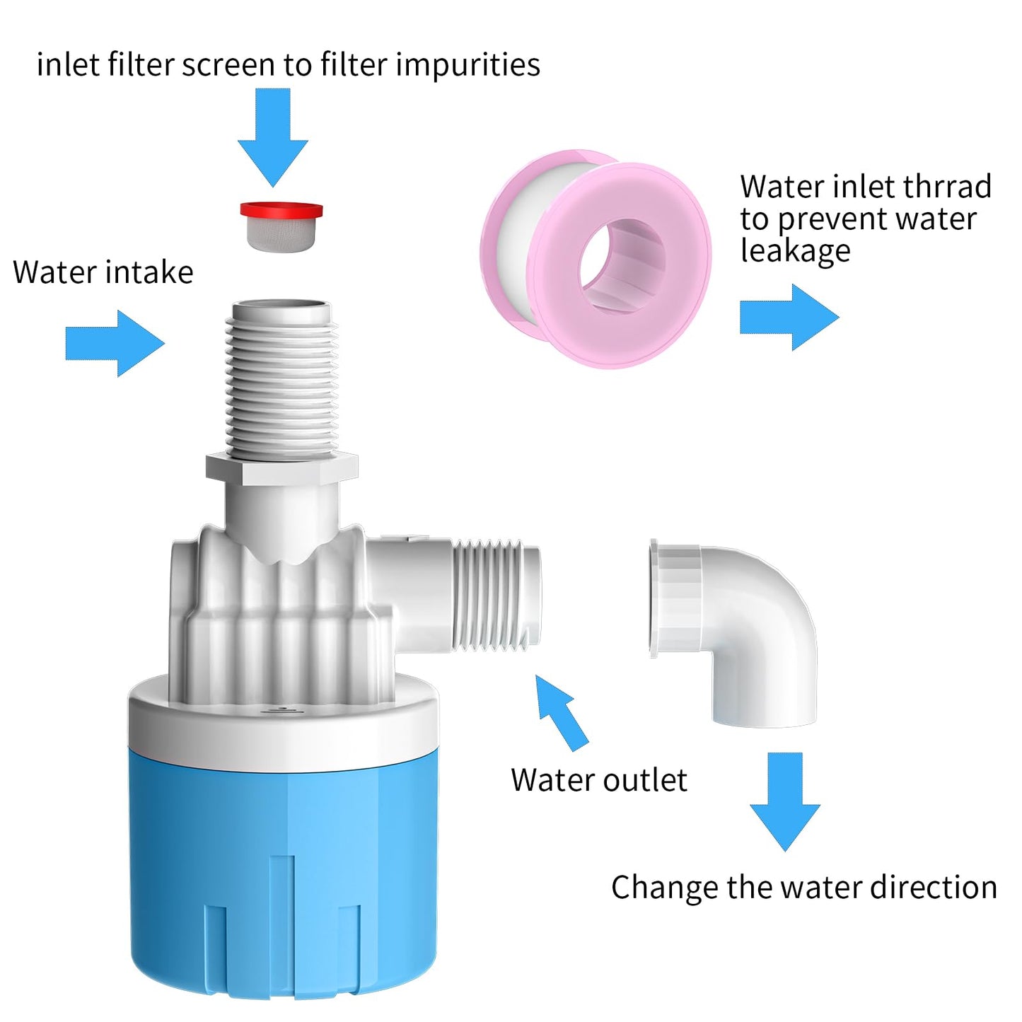 "1/2" Automatic Water Level Control Valve | Water Float Valve for Water Tanks | Water trough float valve | Automatic Filling | Automatic Shut Off | Perfect Upgrade for Water Tanks" (2-Pack)