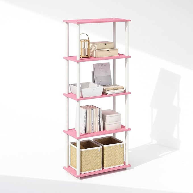 Furinno Turn-N-Tube Book Shelf, 5-Tier Bookshelf, Bookcase
