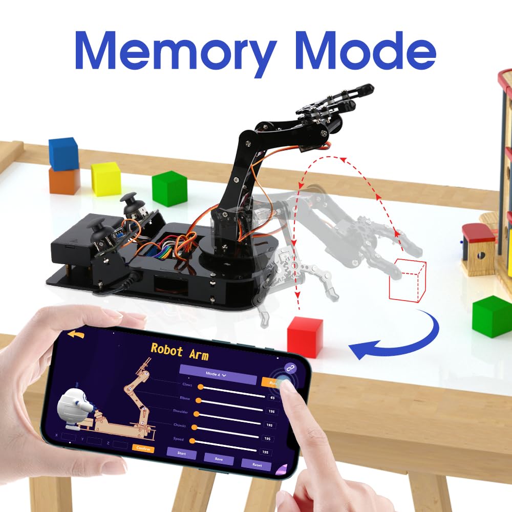 ACEBOTT 4 DOF ESP32 Robotic Arm Kit for Kids 8-12, Robotics Kit App Remote Control Robot Toys Compatible with Arduino, STEM Educational DIY Robot Arm Kit Gift for Teenagers & Adults