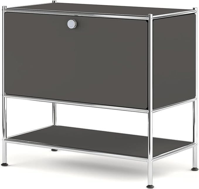 Metal Sidetable with Flap Door, 27.5" Height