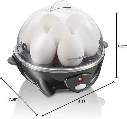 Hamilton Beach 3-in-1 Electric Egg Cooker for Hard Boiled Eggs, Poacher Eggs, Omelet Maker & Vegetable Steamer, Holds 7, Black (25507) (Pack of 2)