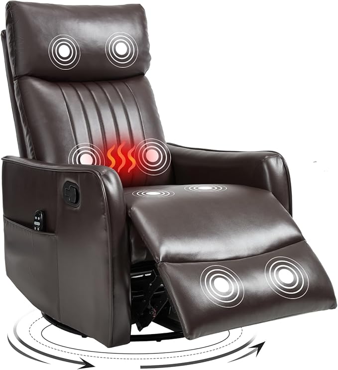 Trustyue Swivel Rocker Recliner Chair, 360° Swivel Recliner