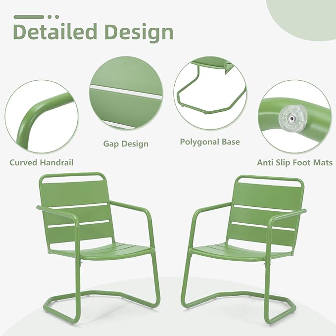 MELLCOM Patio Chairs Set of 2, Small Patio Furniture Set
