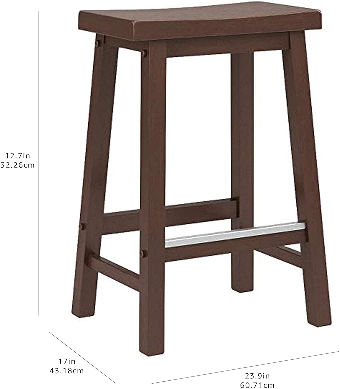 Amazon Basics Solid Wood Saddle-Seat Counter Height Bar Stools