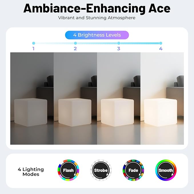 Rechargeable LED Cube Chair, 16 Colors Remote Conctrol Glow Furniture Stool