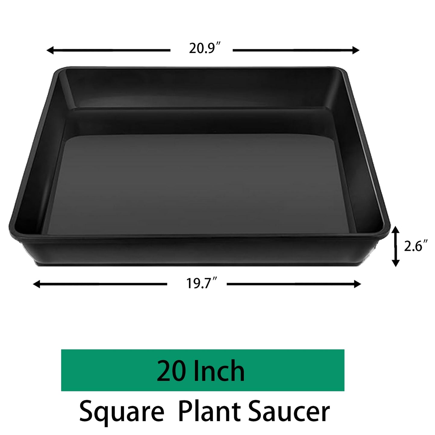 Tectsia Square Plant Saucer 20 Inch 5 Pack, Planter Trays for Flower Pots, Plant Water Catcher Drip Dishes, Plastic Bottom Watering Plates Indoors and Outdoors - Red, HPTP-ZFX-20in-5pack-HZ