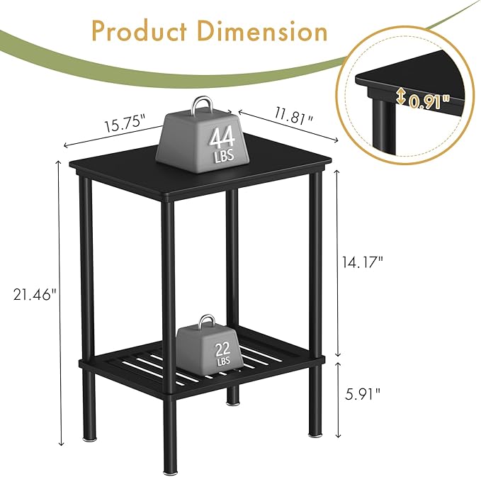 2 Tier Small Side Table, Bedside Table, Narrow Entryway Table, Bamboo End Table