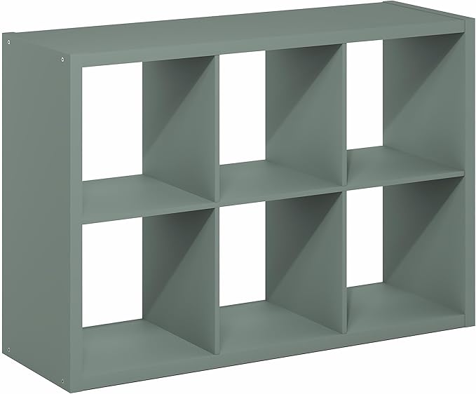 Furinno Cubicle Book Shelf, 6-Cube Bookshelf, Extra Thick Frame Horizontally &