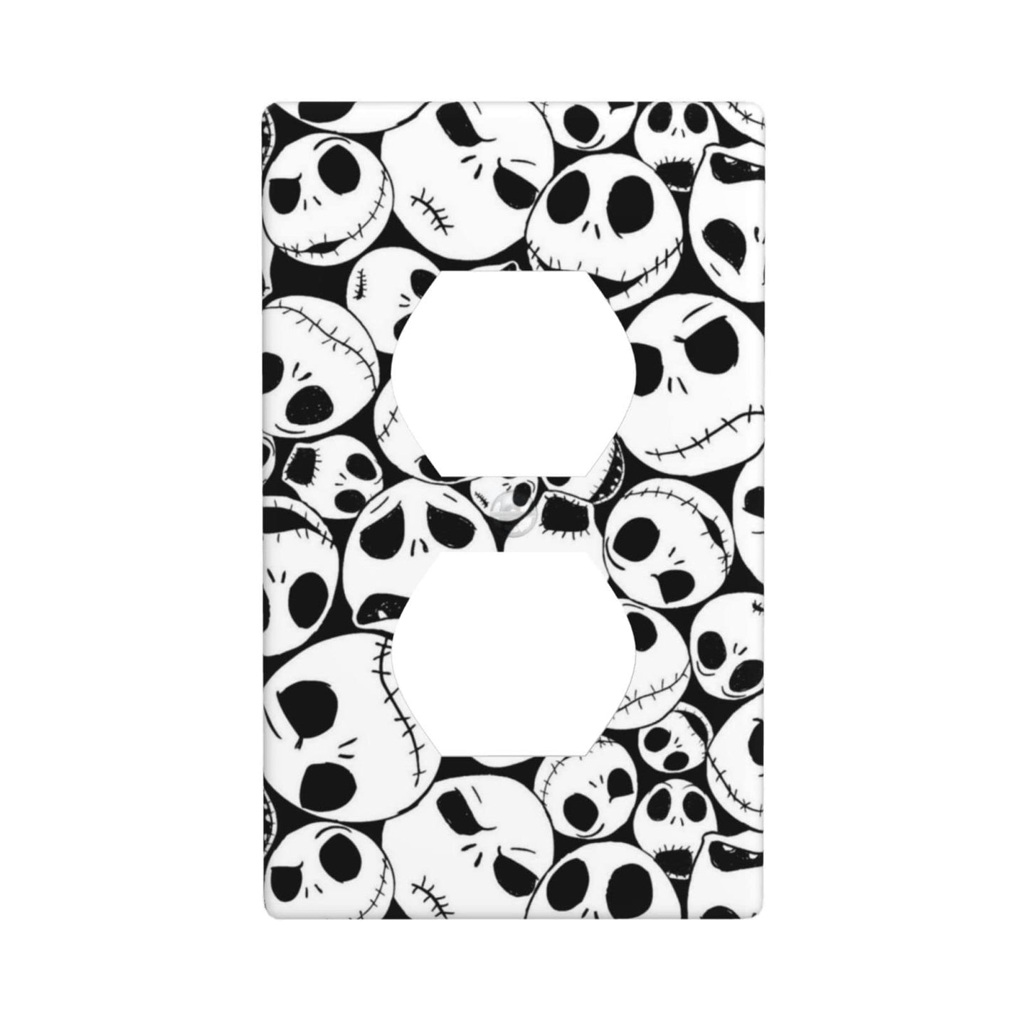 Halloween Skull Electrical Outlet Cover Decorative 1-Gang Duplex Receptacle Wall Plate Art Faceplate for Bathroom Living Room Bedroom Decorate 4.50" x 2.76"