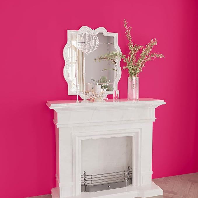VEELIKE Hot Pink Velvet Fabric Wallpaper Peel and Stick Soft Felt Drawer Liners