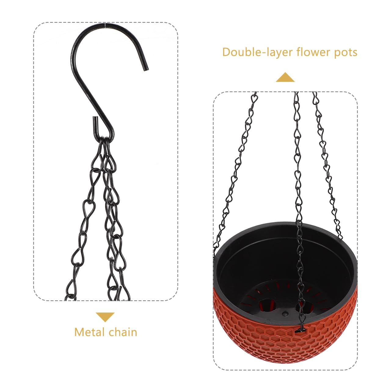 BESPORTBLE Hanging Planters Plastic Flower Pots 6.5 Inch Decorative Hanging Basket for Indoor Outdoor Balcony Plant Pot Decor