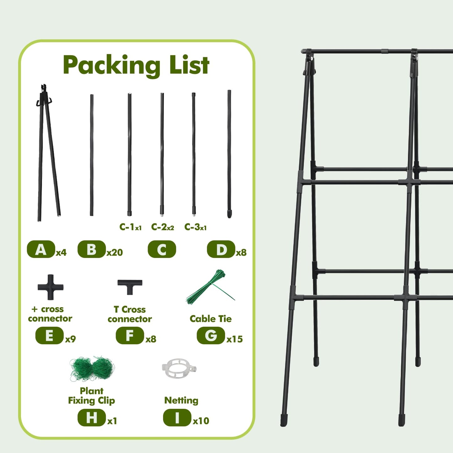 GOJAWAY 47.2"x47.2" Adjustable A-Frame Cucumber Trellis for Garden Vegetable Trellis, Metal Garden Trellis Arch Plant Grow Support Frame for Climbing Plants Support Vegetable Flower Fruits Vine