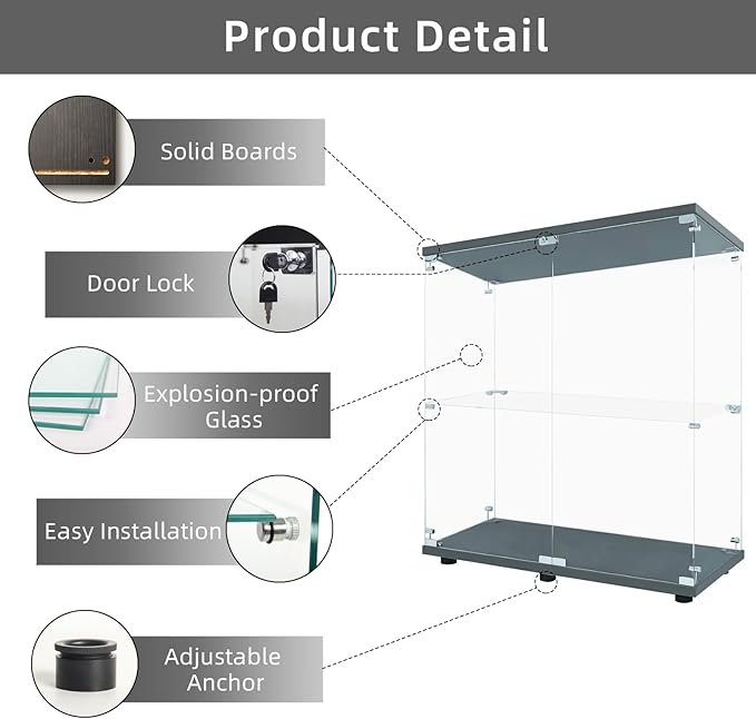 LFT HUIMEI2Y Glass Display Cabinet 2-Shelf