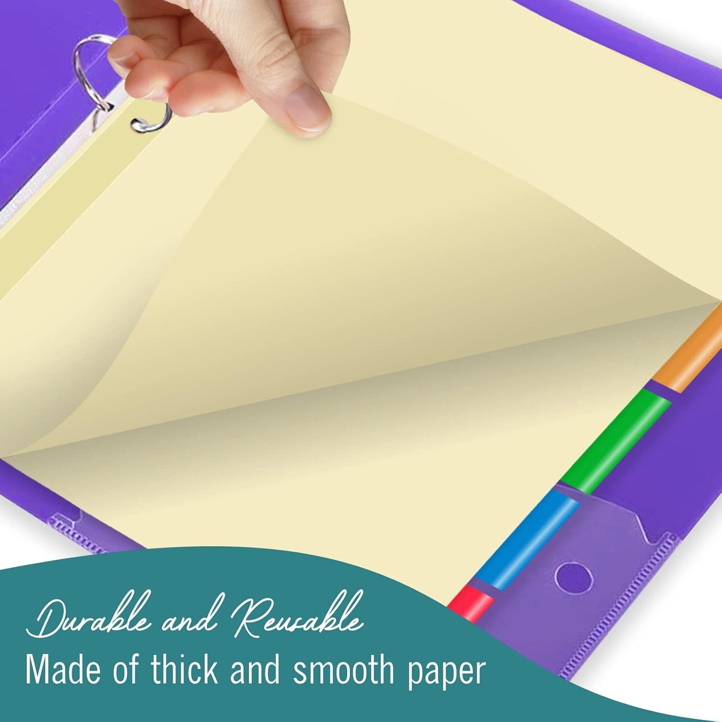 8-Tab Binder Dividers for 3 Ring Binder, Insertable Multicolor Big Tabs, Letter Size Paper Divider, 8.5 x 11 inch, 6 Sets (48 Dividers Total)