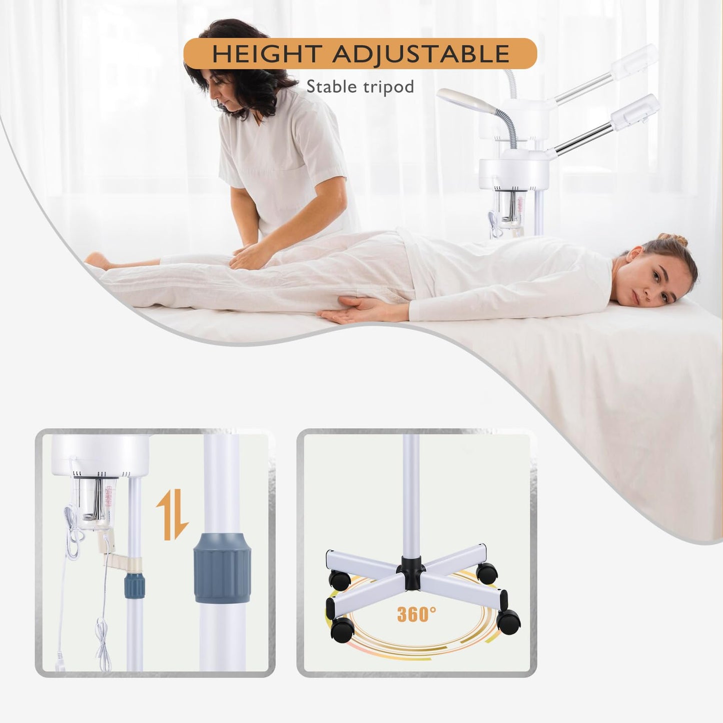Professional 3 in 1 Facial Steamer Upgrade Esthetician Steamer with hot & Cold Nozzle 5X LED Magnifying Lamp Beauty Salon Spa