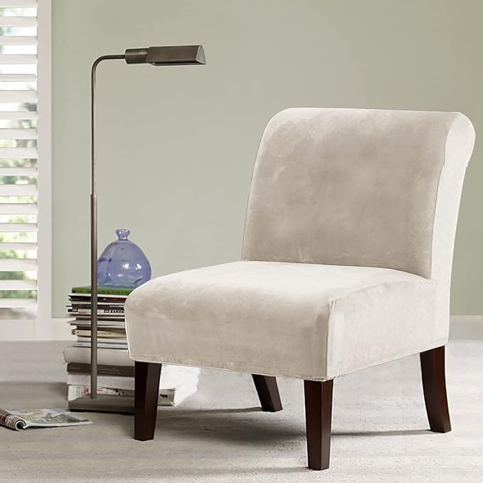 H.VERSAILTEX Armless Accent Chair Covers Thick Velvet Armless Chair Slipcovers