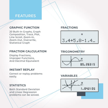 CATIGA Scientific Calculator with Graphic Functions, Multiple Modes with Intuitive Interface, Perfect for Beginner and Advanced Courses, High School or College, CS-121