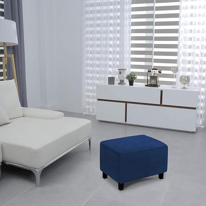 Ottoman Cover, Stretch Rectangle Velvet Ottoman Slipcovers of Foot Stool