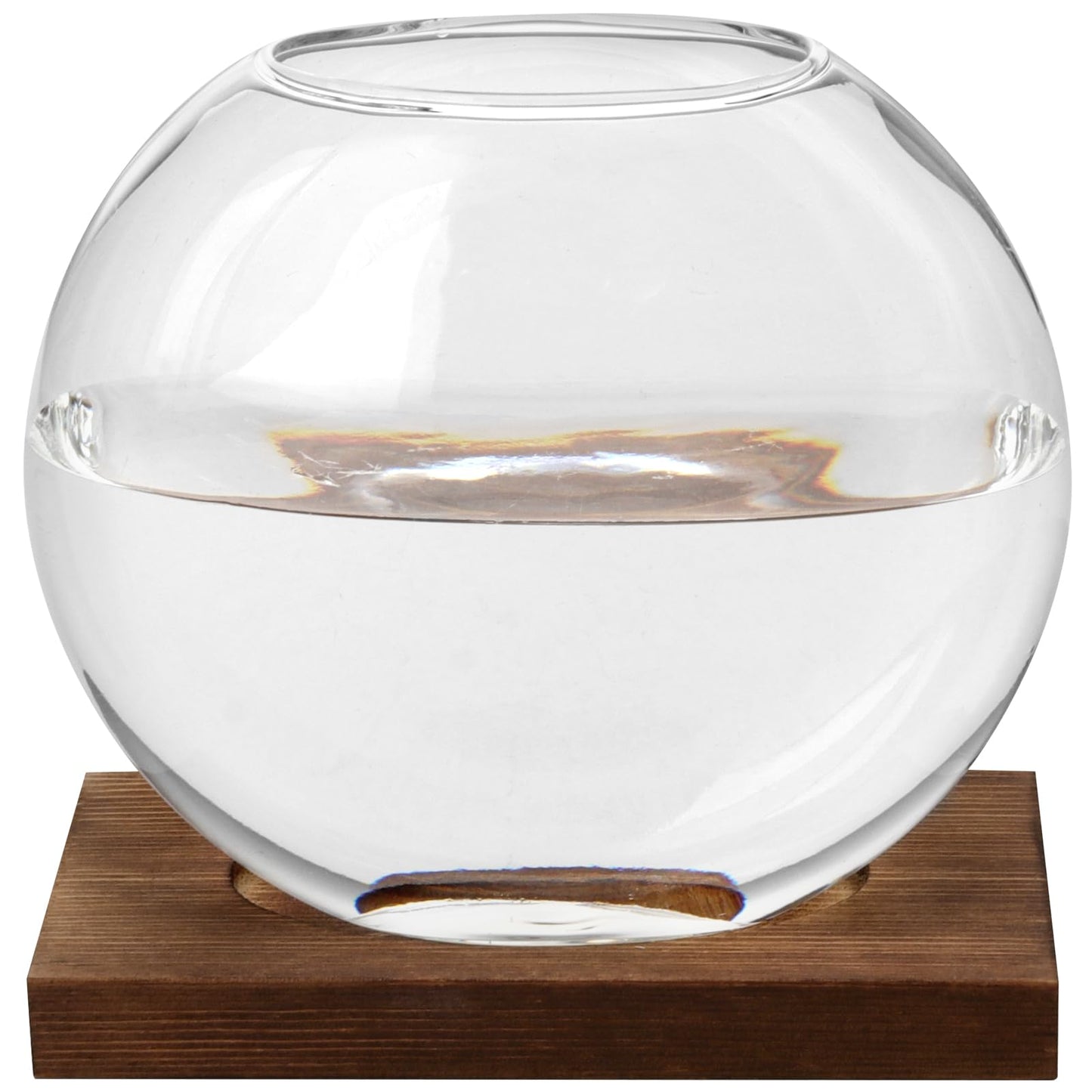 HAKZEON 4 Pack Desktop Round Glass Planter Hydroponics Vase, Glass Planter Terrarium Flower Vase with Wooden Stand, Propagated Plant Jars for Plants, Flower, Home Office Desktop Decor