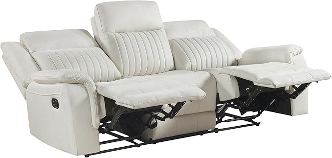 Lexicon Manual Double Reclining Sofa, Polished Microfiber Upholstered 3 Seater