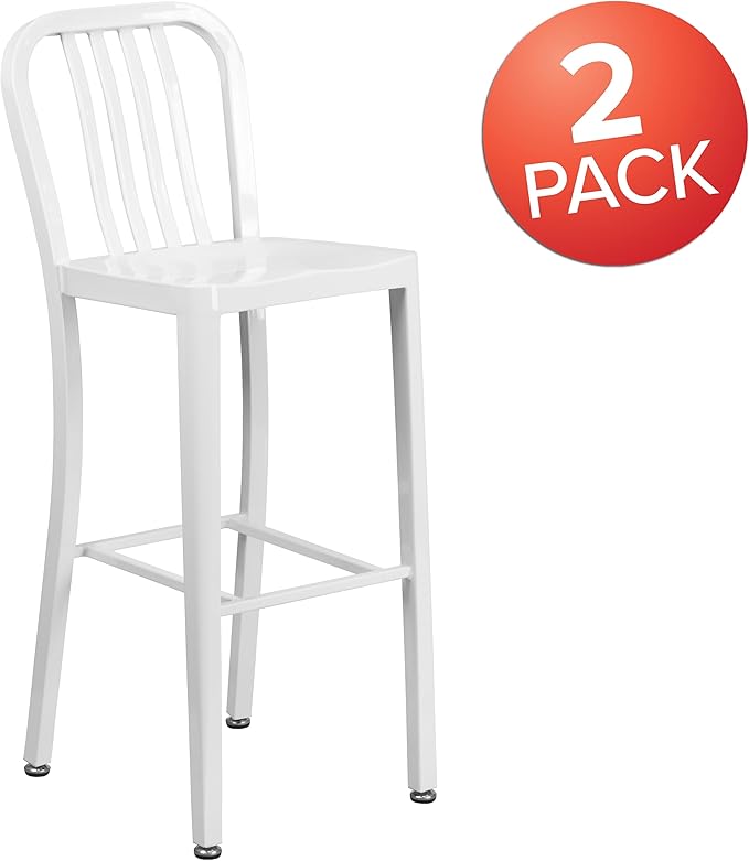 Flash Furniture Gael Commercial Grade 2 Pack 30" High White Metal