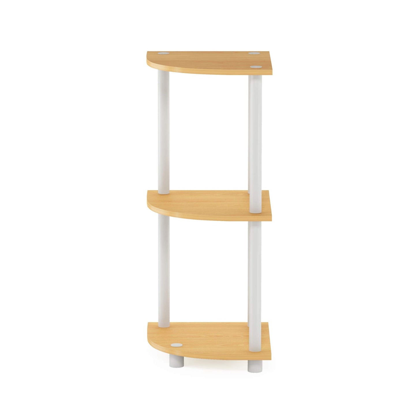 Furinno TURN-N-TUBE Corner Shelf, 3-Tier Corner Bookshelf, Display Storage Shelves with Open Shelves, for Organization and Storage, Living Room, Home Office, Garage, Beech